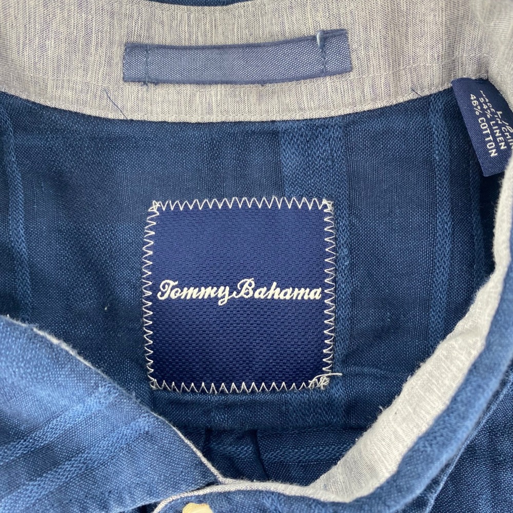 Tommy Bahama Mens Blue Plaid Linen Blend Long Sleeve‎ Button Up Shirt L - Picture 4 of 4